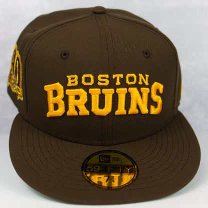 New Era “Throwback” Boston Bruins Fitted Hat image 0