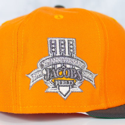 New Era “Safety Orange” Cleveland Indians Fitted Hat image 1