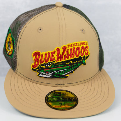 New Era “Swamp Camo” Pensacola Blue Wahoos Fitted Hat image 0